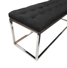 Load image into Gallery viewer, Luxury Black Velvet Ottoman with Silver Leg
