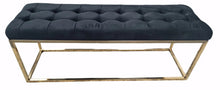 Load image into Gallery viewer, Luxury Black Velvet Ottoman with Gold Leg
