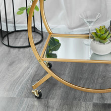 Load image into Gallery viewer, Gold Steel Bar Cart / Trolley With Glass Rack
