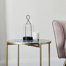 Load image into Gallery viewer, 43cm Round Glass Abstract Blue Side Table