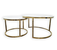 Load image into Gallery viewer, Nested White Top Glossy Gold Marble Coffee Table 60/40 cm
