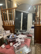 Load image into Gallery viewer, 43cm Round Glass Abstract Blue Side Table