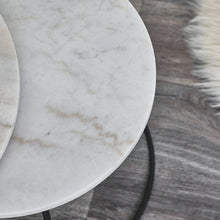 Load image into Gallery viewer, Set of 2 Real White Marble with Black Frame Coffee Table