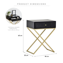Load image into Gallery viewer, Contemporary Black and Gold X Leg Bedside Table