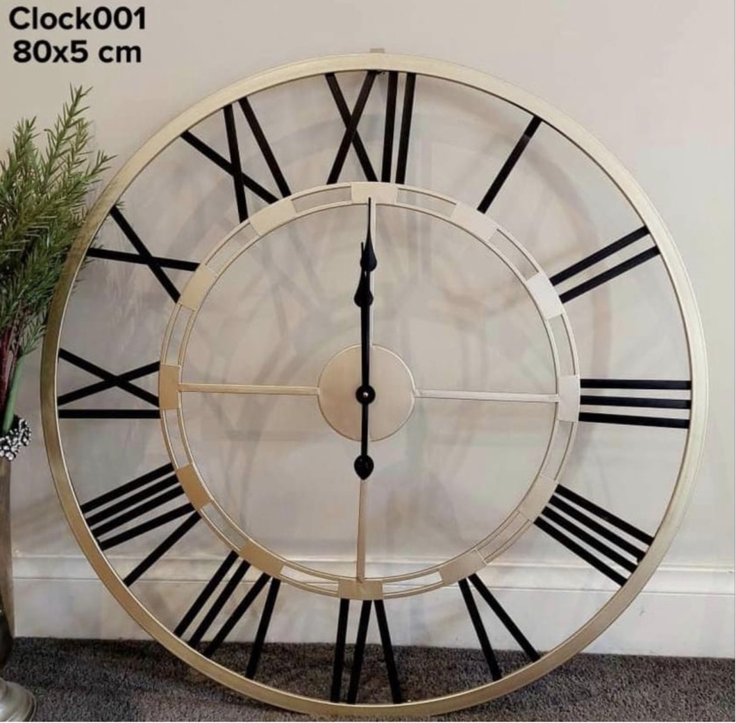 Contemporary Gold Wall Clock 80x5 cm