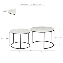 Load image into Gallery viewer, Set of 2 Real White Marble with Black Frame Coffee Table