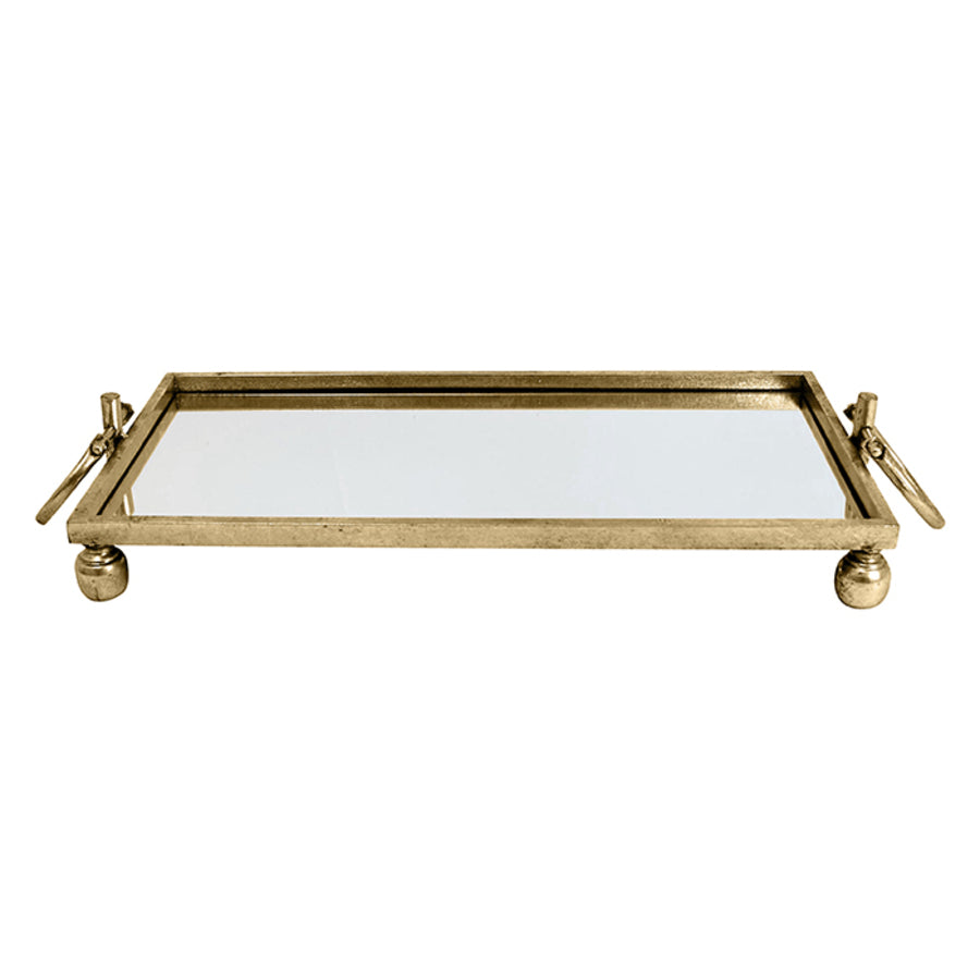 Clay Iron Gold Mirror Tray Rectangular - Decorative
