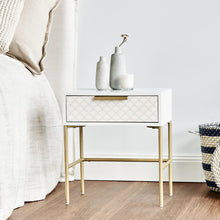 Load image into Gallery viewer, Contemporary White Gold Bed Side Table