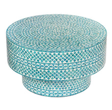 Load image into Gallery viewer, DIAMOND PEARL BLUE ROUND COFFEE TABLE BLUE