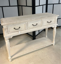 Load image into Gallery viewer, Rustic White French Provincial 3 Drawers Console Table
