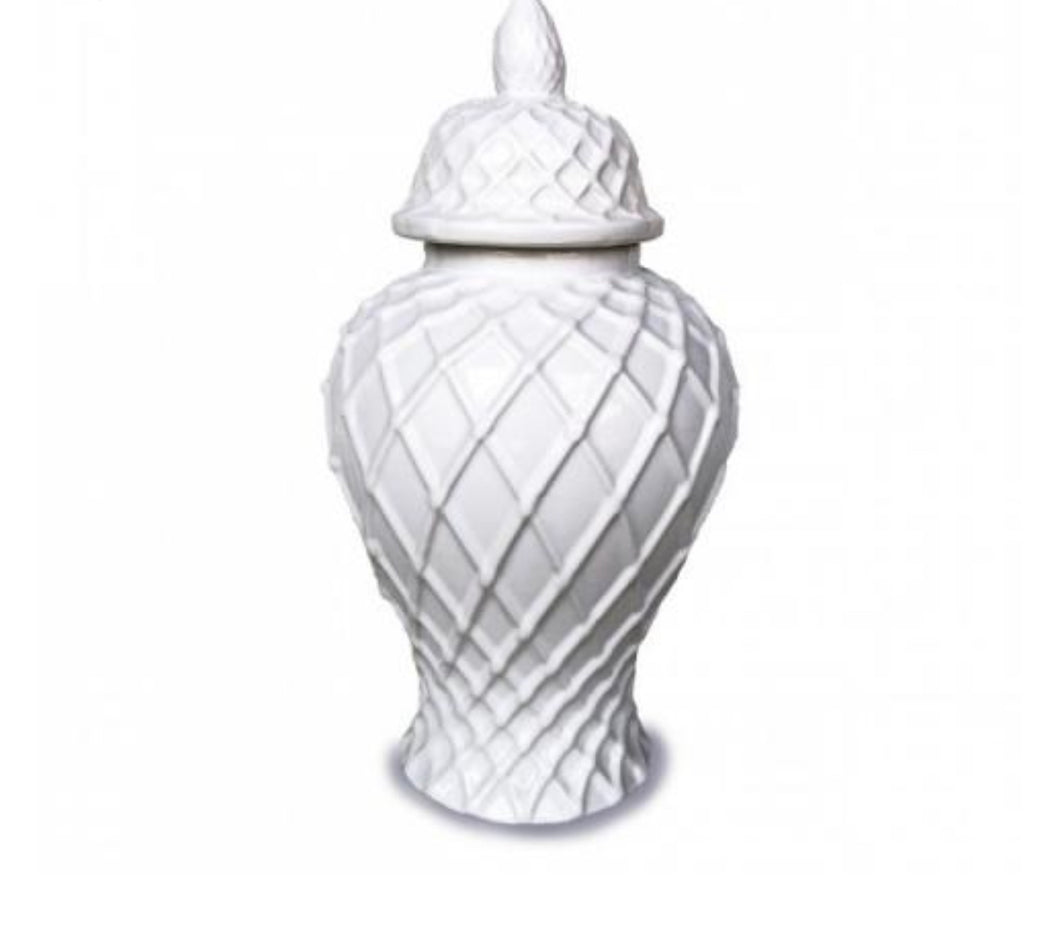 40 cm Hampton Beach Diamond White Jar/Vas-Decorative