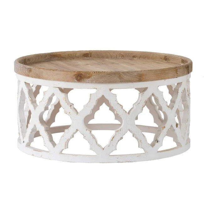 Hamptons / French Wooden Round Coffee Table 81 cm