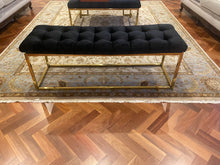Load image into Gallery viewer, Luxury Black Velvet Ottoman with Gold Leg
