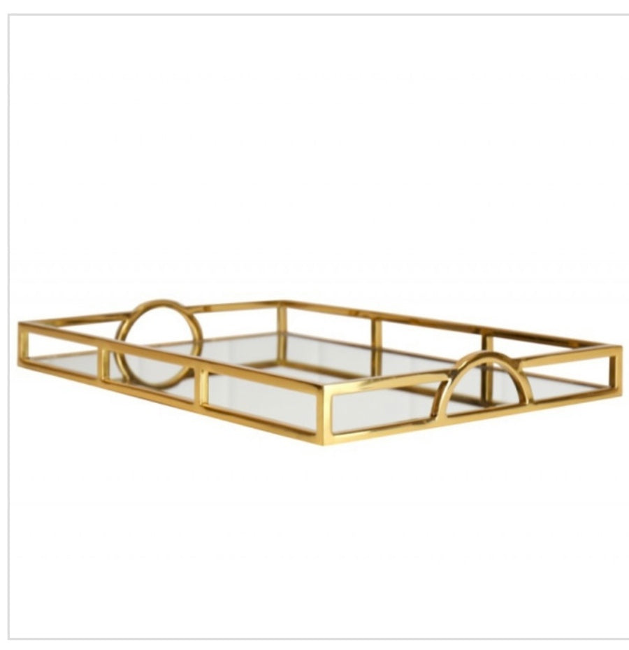 Gold Mirrored Tray Arch Handle - Decorative