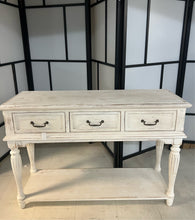 Load image into Gallery viewer, Rustic White French Provincial 3 Drawers Console Table
