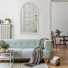 Load image into Gallery viewer, Isabella Arch Antique White Window Hamptons Iron Indoor Outdoor Mirror - SML