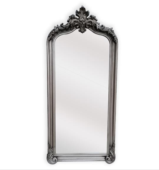 French Arch Full Length Provincial Ornate Mirror - Antique Silver - Lux