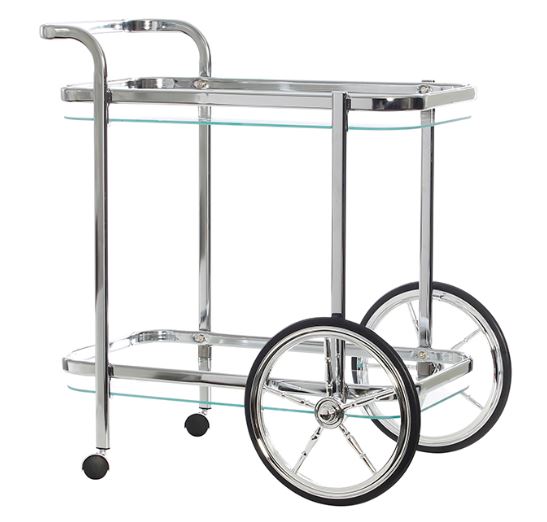 Smith Chrome Glass Bar Cart Clear Rectangular