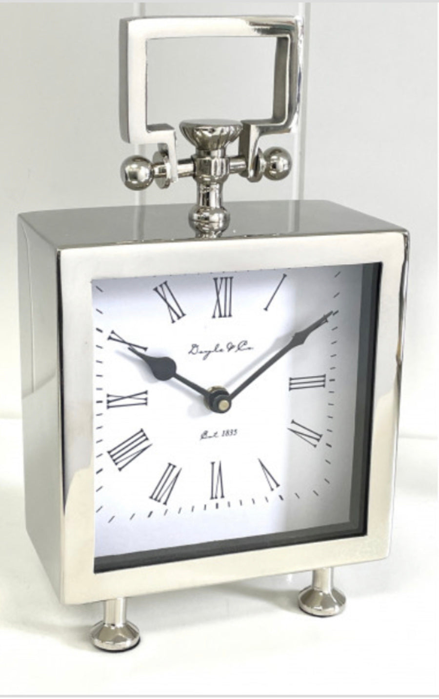 Cube Silver Nickel Hampton Clock 16x28x8cm - Decorative