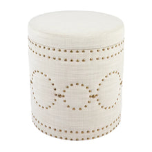 Load image into Gallery viewer, Button Round Stool/Ottoman Linen