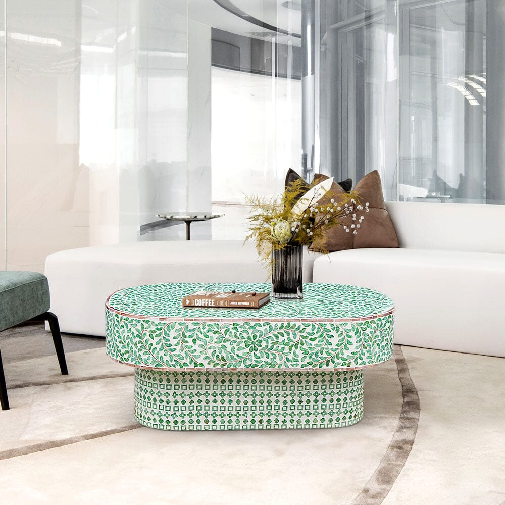 Green Leaves Ovale Pearl Coffee Table