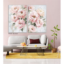 Load image into Gallery viewer, Set of 2 Pink Rose Floral Hand Painted Canvas Print in Frame Wall Art
