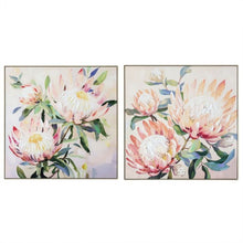 Load image into Gallery viewer, Set of 2 Floral Hand Painted Print with Frame Wall Art 83x83 cm
