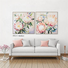 Load image into Gallery viewer, Set of 2 Floral Hand Painted Print with Frame Wall Art 83x83 cm
