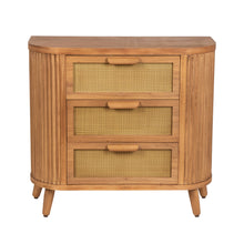 Load image into Gallery viewer, Ribbed 3 Drawers Natural Rattan Bedside Table
