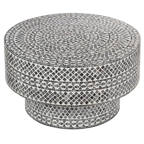 Pearl Round Black and White Coffee Table