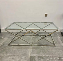 Load image into Gallery viewer, Clear Glass Silver Leg Coffee Table
