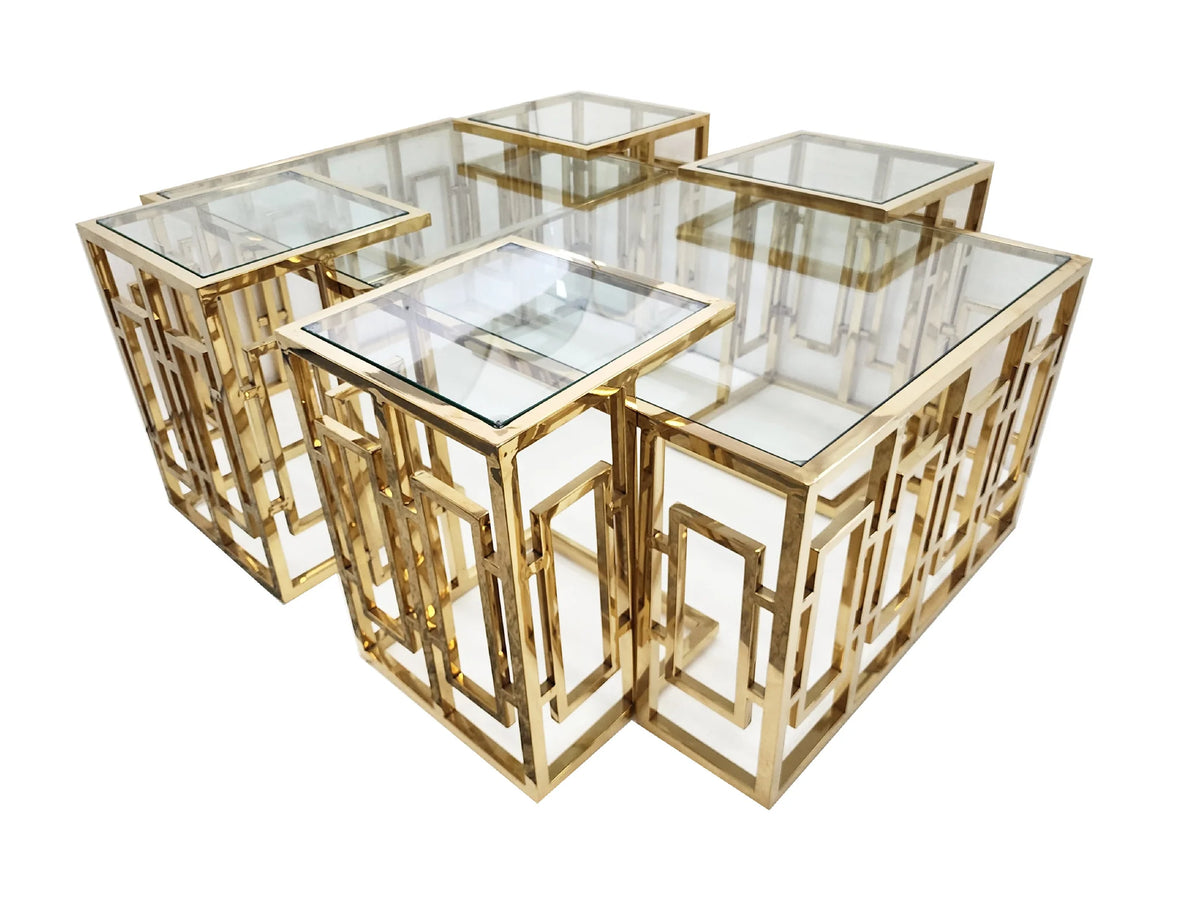 Tamara Set of 5 Gold Coffee Table – Silsan Decor