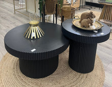 Load image into Gallery viewer, Ribbed Black Modern Round Side Table
