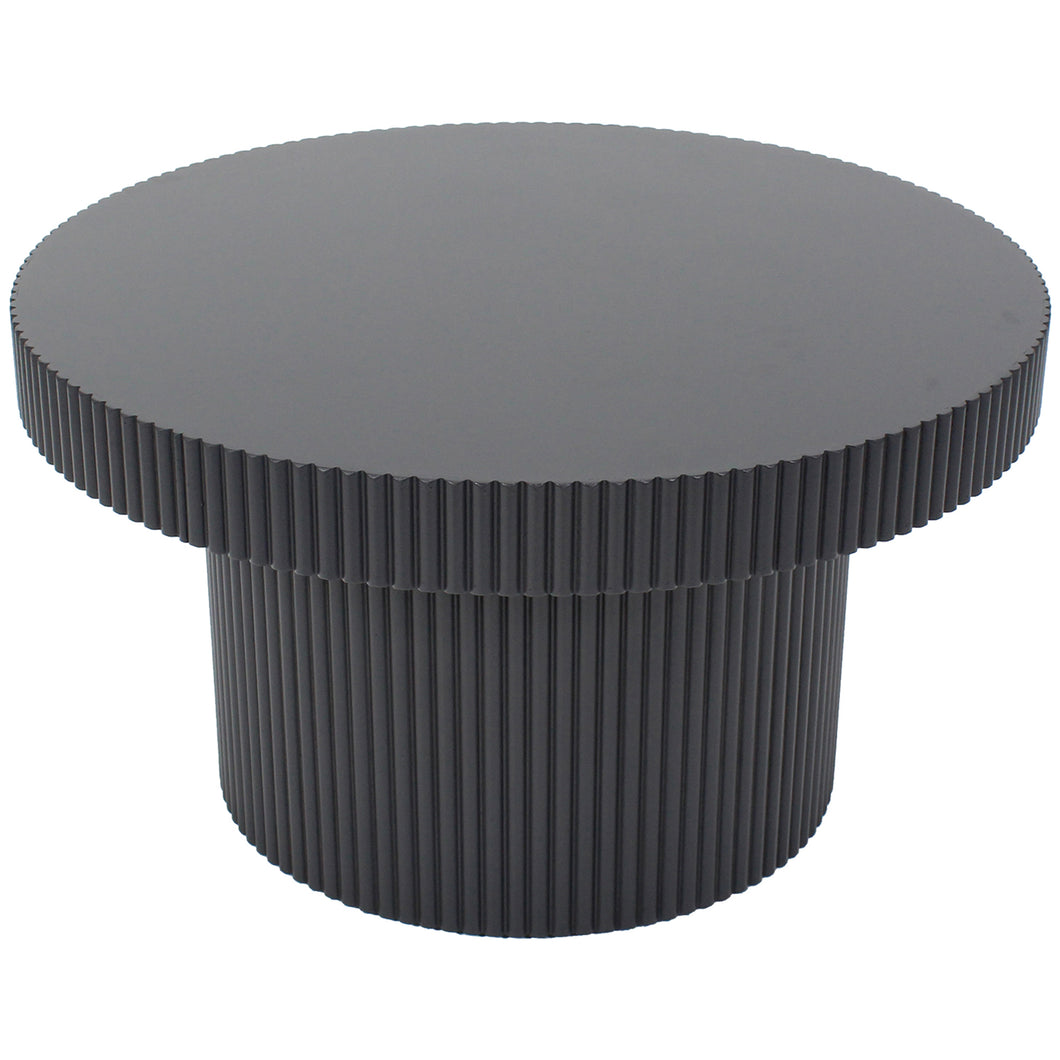 Ribbed Black Modern Round Coffee Table