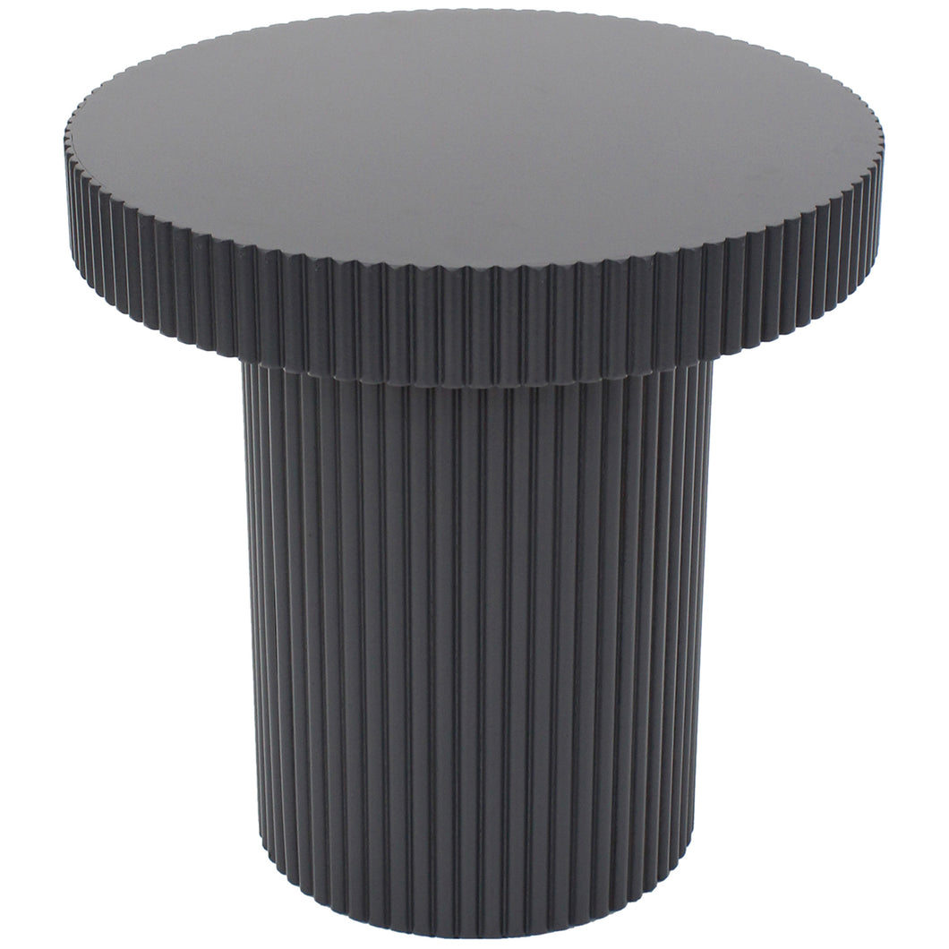 Ribbed Black Modern Round Side Table