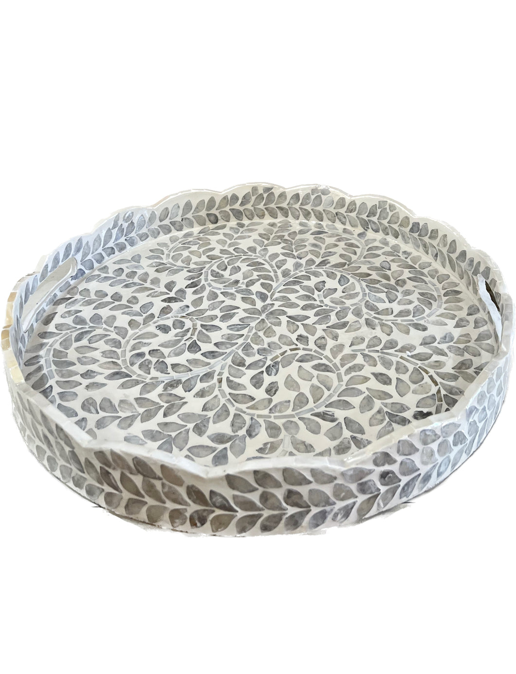 Stella Grey Pearl Round Tray 40 cm Large - Decorative