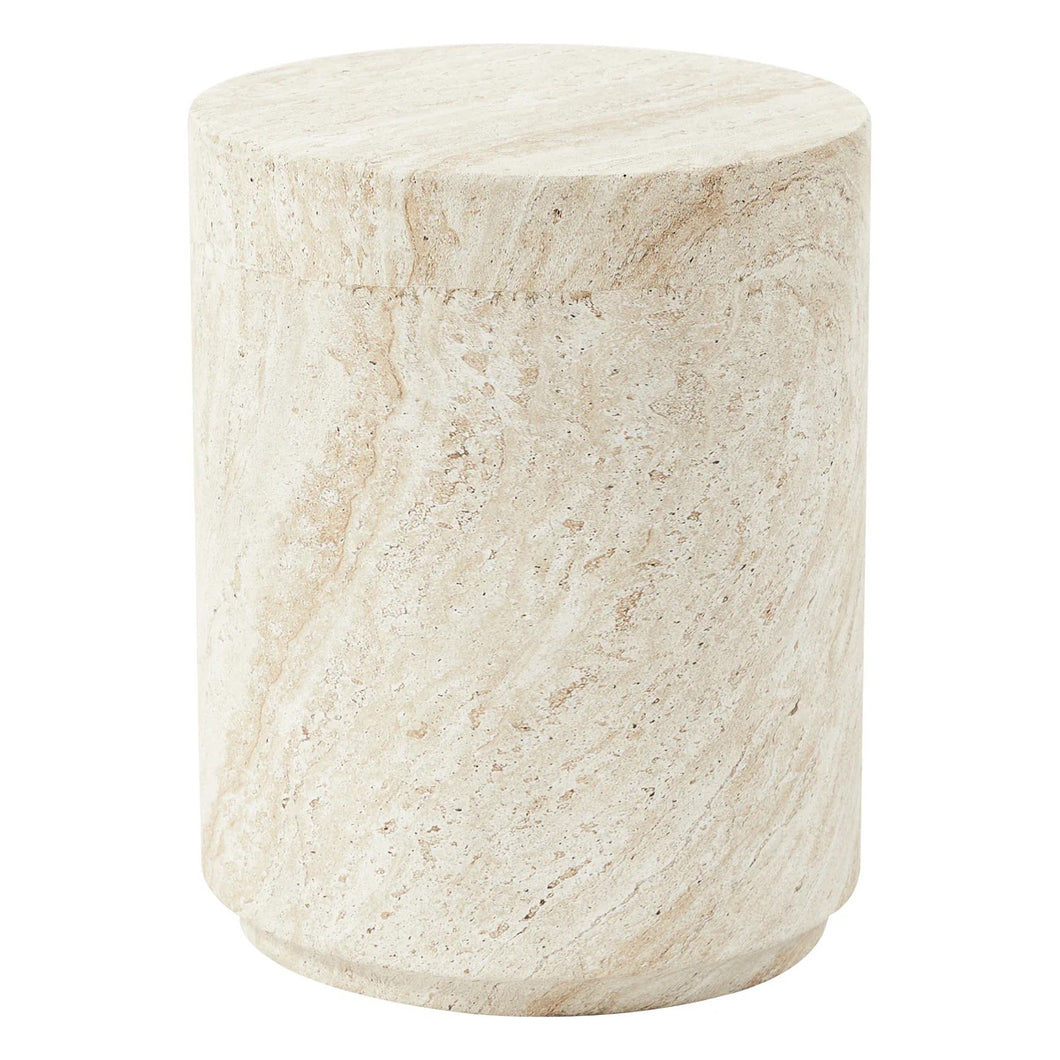 Travertine Round Side Table