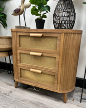 Load image into Gallery viewer, Ribbed 3 Drawers Natural Rattan Bedside Table
