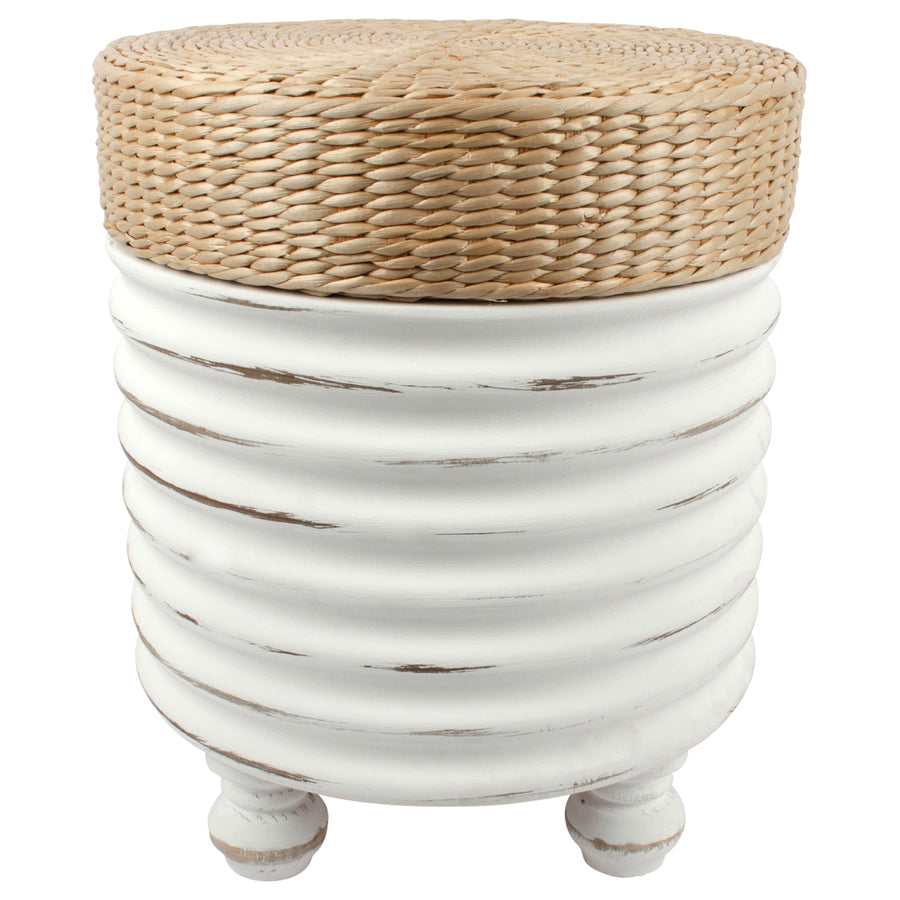 Country Stool White Natural