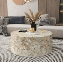 Load image into Gallery viewer, Beige Snowden Mother of Pearl Hand Made Round Coffee Table
