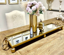 Load image into Gallery viewer, Long Classic French Gold Mirrored Tray with Handle - Decorative
