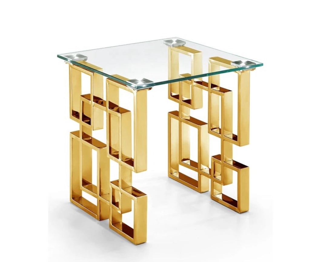 Elsa Clear Glass Gold Frame Side Table