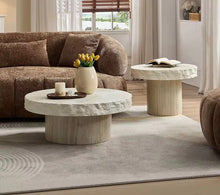 Load image into Gallery viewer, Travertine Nesting Round Coffee Table
