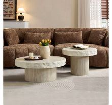 Load image into Gallery viewer, Travertine Nesting Round Coffee Table
