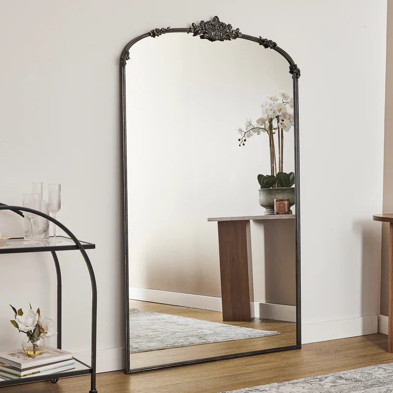 Abbey XL 180cm French Baroque Full Length Arch Mirror Black