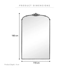 Load image into Gallery viewer, Abbey XL 180cm French Baroque Full Length Arch Mirror Black
