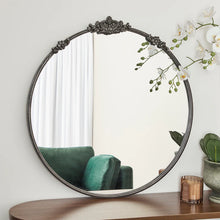Load image into Gallery viewer, Abbey 80cm French Baroque Round Mirror Black - SML
