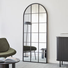 Load image into Gallery viewer, Sophia 180cm Windows Metal Arch Full Length Mirror Black

