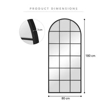 Load image into Gallery viewer, Sophia 180cm Windows Metal Arch Full Length Mirror Black
