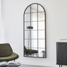 Load image into Gallery viewer, Sophia 180cm Windows Metal Arch Full Length Mirror Black
